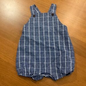 Janie and Jack blue plaid shortall 3-6 months